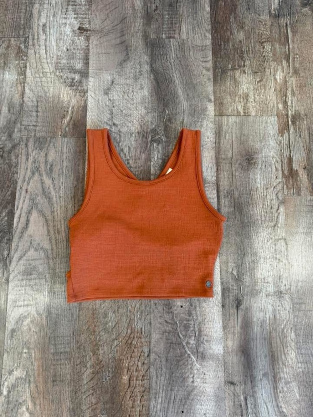 Roxy Rust Ribbed Cross-Back Crop Tank